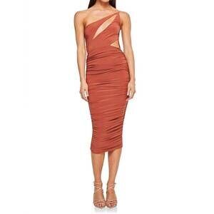 NEW NOOKIE envy cut out midi dress in rust